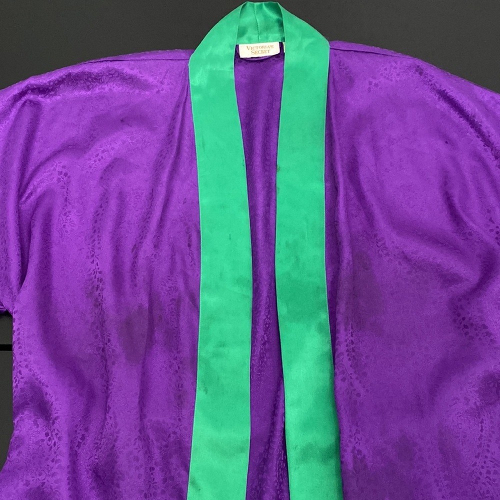 Victoria Secret Vintage Gold Label Purple and Green Robe - Picture 5 of 12